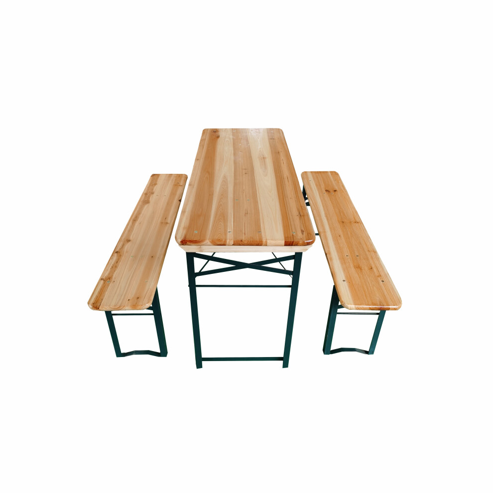 3pc Folding Wooden Picnic Table & Bench Set