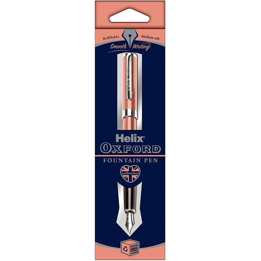 Helix Oxford Premium Fountain Pen (Rose Gold)  Plastic Free Packaging