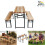 3pc Folding Wooden Picnic Table & Bench Set 2