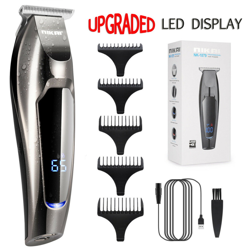 Mens Hair Clipper LED Display Cordless Electric Hair Trimmer Shaver