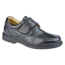 (13 (Adults')) Roamers Extra Wide Touch Fastening Casual Black Leather Shoe