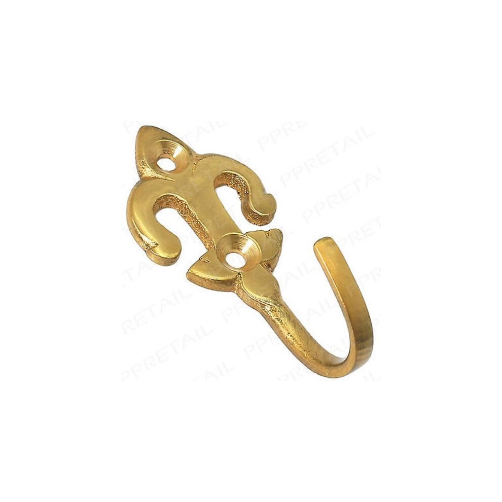 Solid Brass Fleur De Lys Curtain Tie Back Hold Back Hooks x 2 (Pair)
