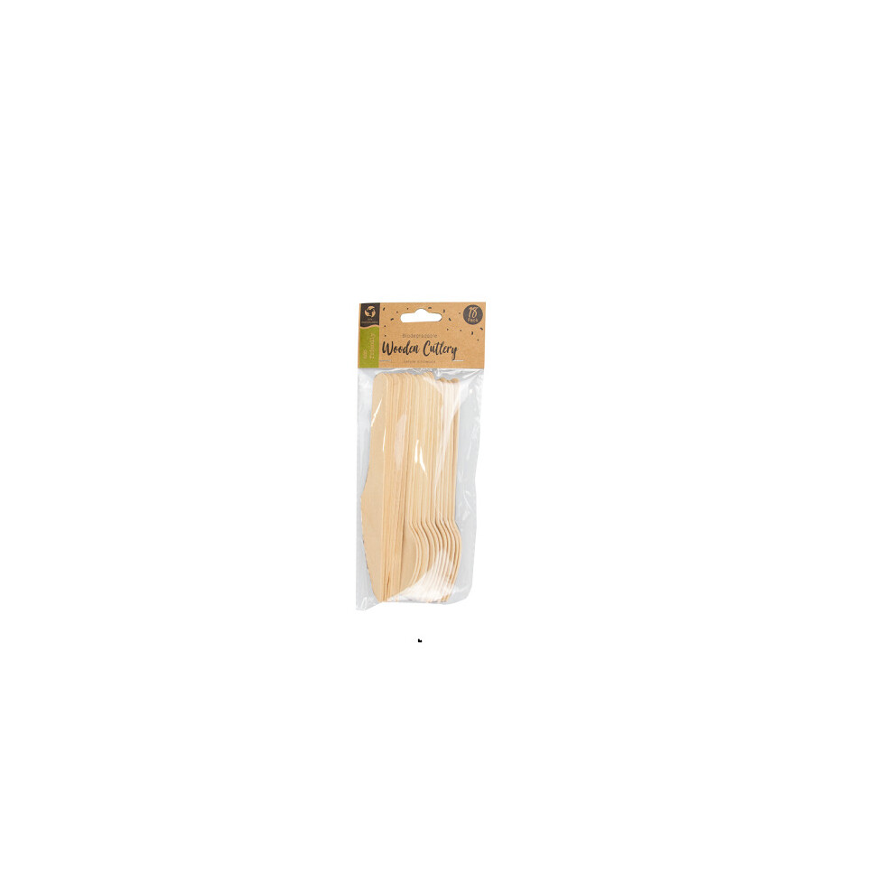 Biodegradable 18 Pack Wooden Cutlery Eco Friendly Birchwood Camping Outside BBQ