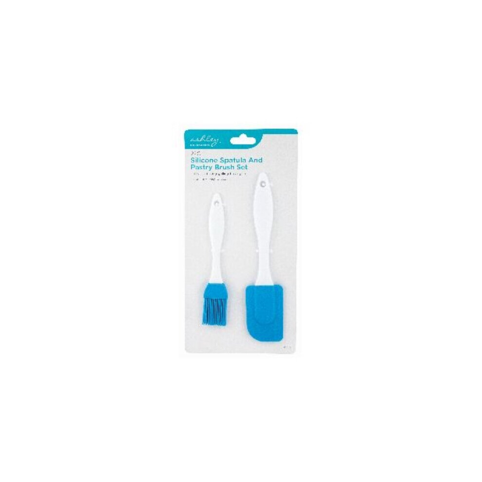 2pc Blue Silicone Spatula & Pastry Brush Set