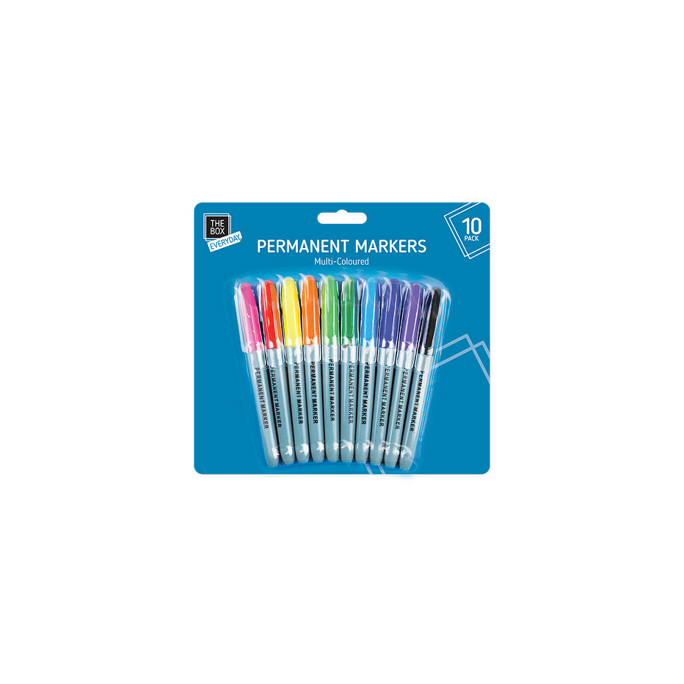 10 x Permanent Markers Assorted Colours Ideal For School Home Office