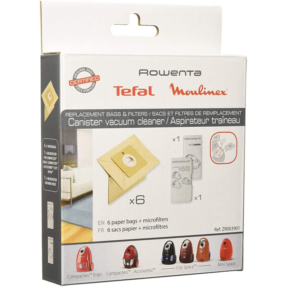 Rowenta Compacteo Ergo, City Space, Mini Space Paper Bags And Filter Kit (Pack Of 6+2)