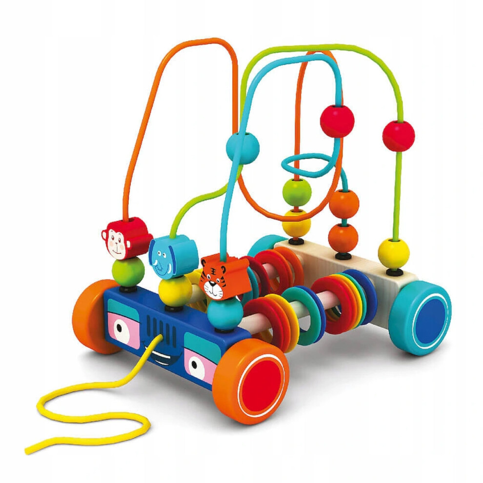 Wooden Toy Car | Pull Along Bead Maze and Shape Sorter