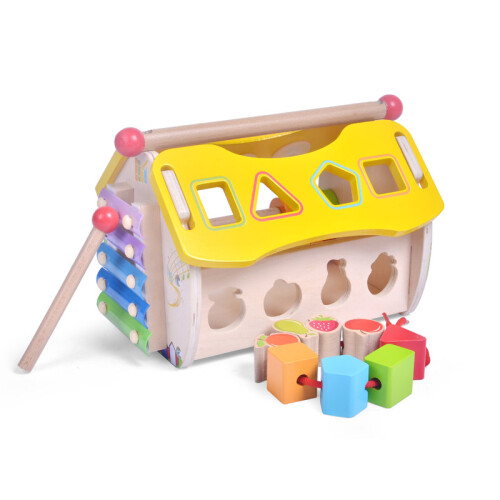 Wooden Musical Toy House | Interactive Shape Sorter Activity Set 1