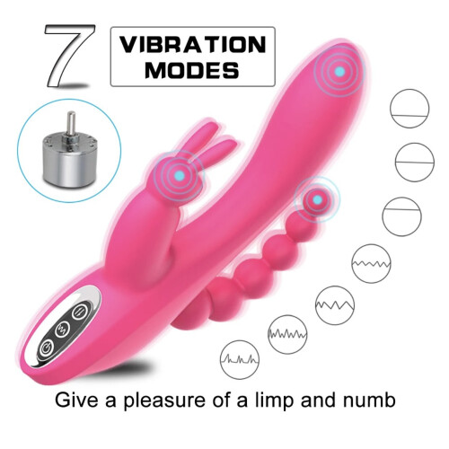 3 in 1 G-Spot Rabbit Anal Dildo Vibrator