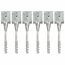 vidaXL 6x Ground Spike Silver Galvanised Steel Replacement Soil Garden Spear