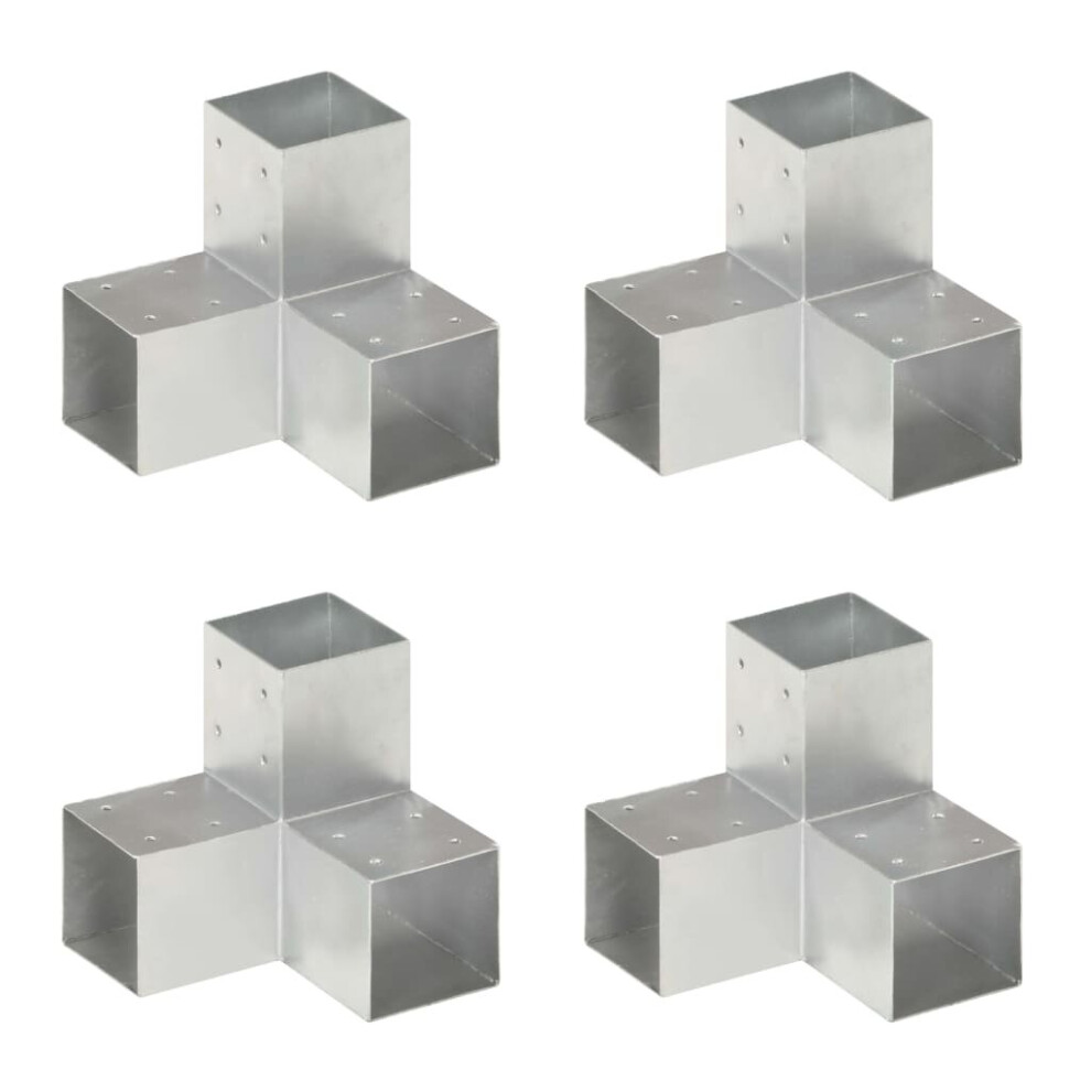 vidaXL 4x Post Connectors Y Shape Galvanised Metal 91x91mm Wood Beams Support