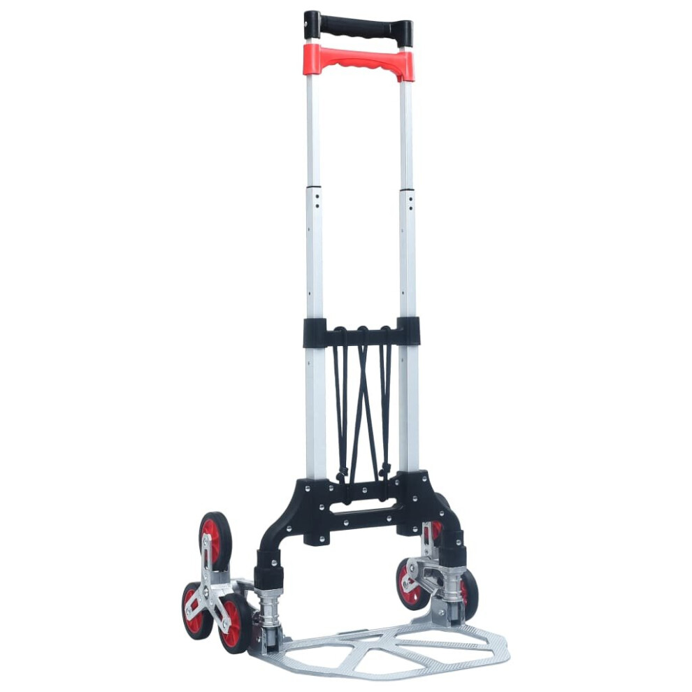Simply Chosen 4U Vidaxl Foldable Stair Transport Trolley 70Kg Aluminium Ladder Cart Silver