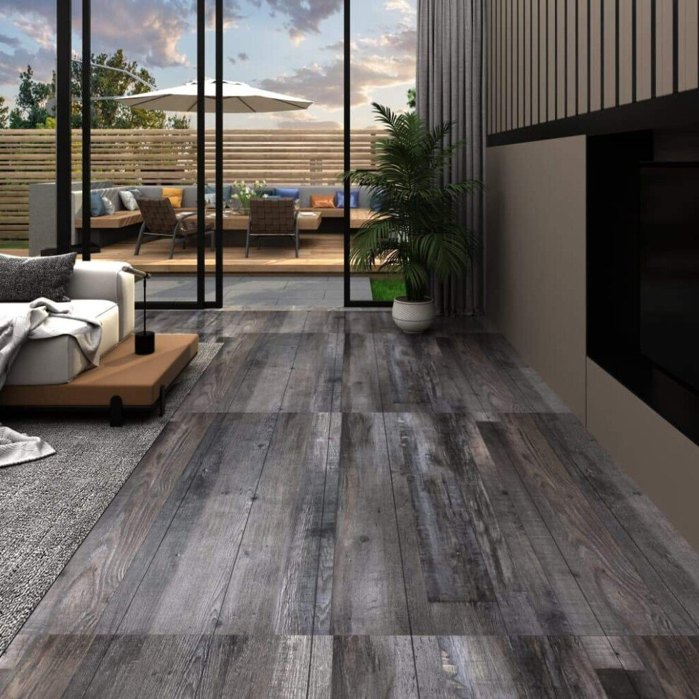 vidaXL PVC Flooring Planks Self-adhesive Industrial Wood Laminate Floor Tiles