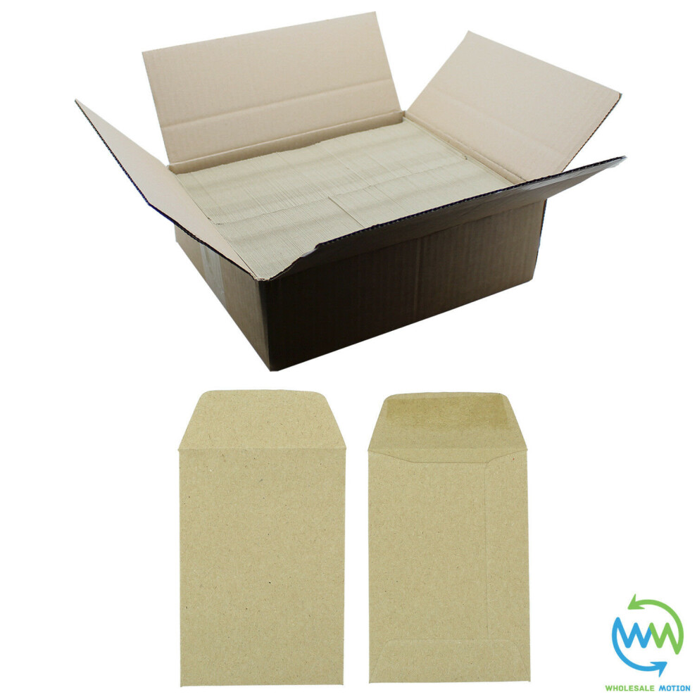(500) Small Brown Envelopes 98 x 67mm 80gsm For Dinner Money Wages Coin Beads & Seeds
