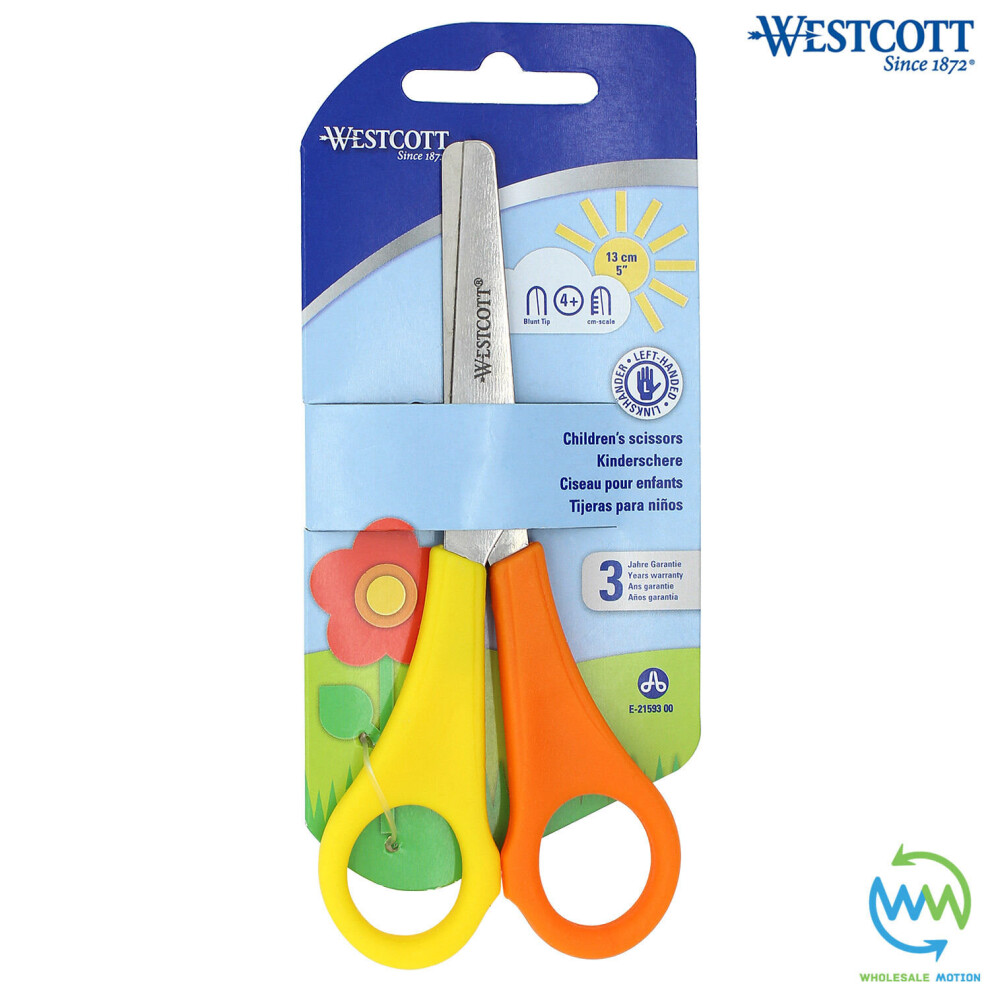 1 Pair LEFT HANDED Children's Scissors SAFETY School Children Kids WESTCOTT NEW