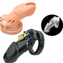 (Clear, Shorter) Male Chastity Device Cock Cage With 5 Size Rings Brass Lock Locking Number Tags Sex Toys CB6000