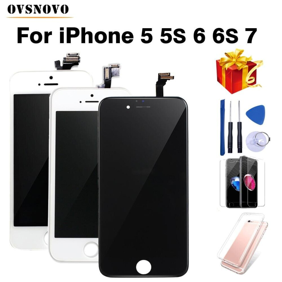 (For iPhone 5s black) Black/White Assembly LCD Display Digitizer for iPhone 6s AAA Quality LCD Touch Screen for iPhone 6 7 5s No Dead Pixel with Gifts