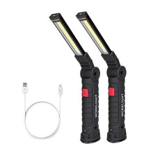 Coquimbo USB Rechargeable COB LED Work Light with Magnetic Base & Hook - 800LM, 5 Modes, Foldable, 360 Rotation, 2-Pack UPC 714035816627