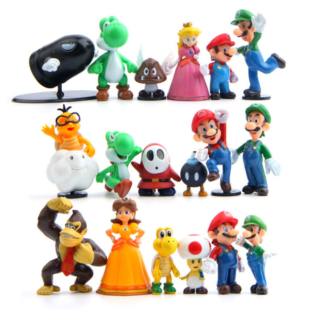 18pcs Super Mario Princess Goomba Bowser Figure Doll Decoration