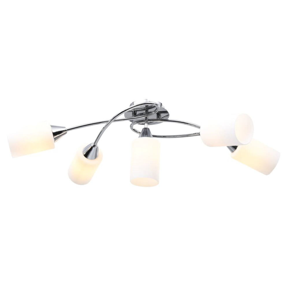 vidaXL Ceiling Lamp with Ceramic Shades for 5 E14 Bulbs White Cone Chandelier