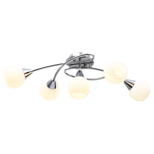 VidaXL Ceiling Lamp with Ceramic Shades for 5 E14 Bulbs White Bowl 2