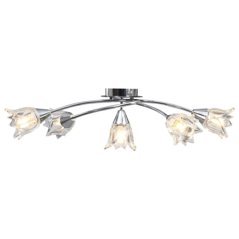 vidaXL Ceiling Lamp with Transparent Glass Shades for 5 E14 Bulbs Tulip Light