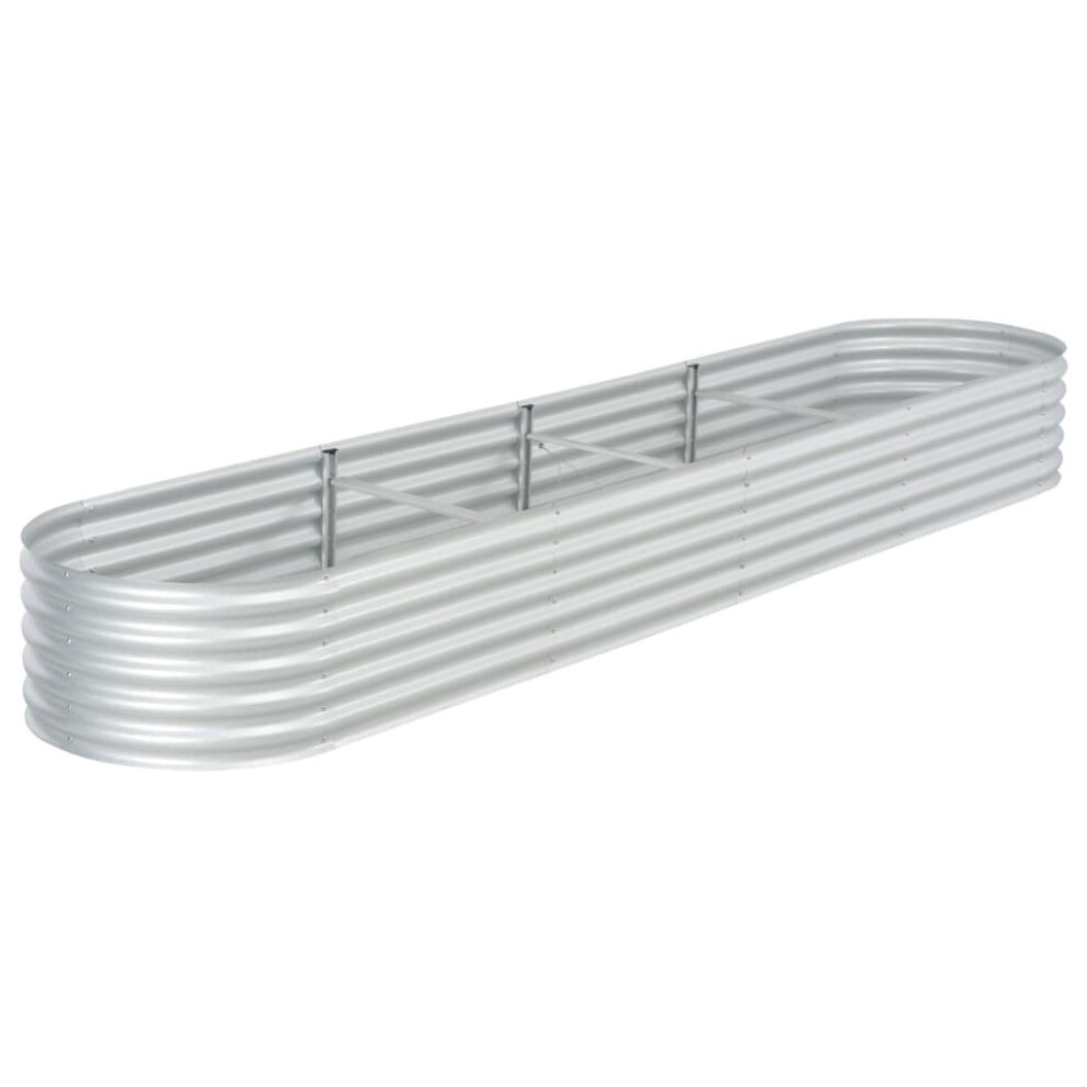 vidaXL Garden Raised Bed 400x80x44cm Galvanised Steel Silver Flower Raised Bed