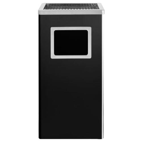 VidaXL vidaXL Mülleimer mit Aschenbecher 45 L Stahl Schwarz 1