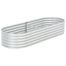 vidaXL Garden Raised Bed 240x80x44cm Galvanised Steel Silver Flower Raised Bed