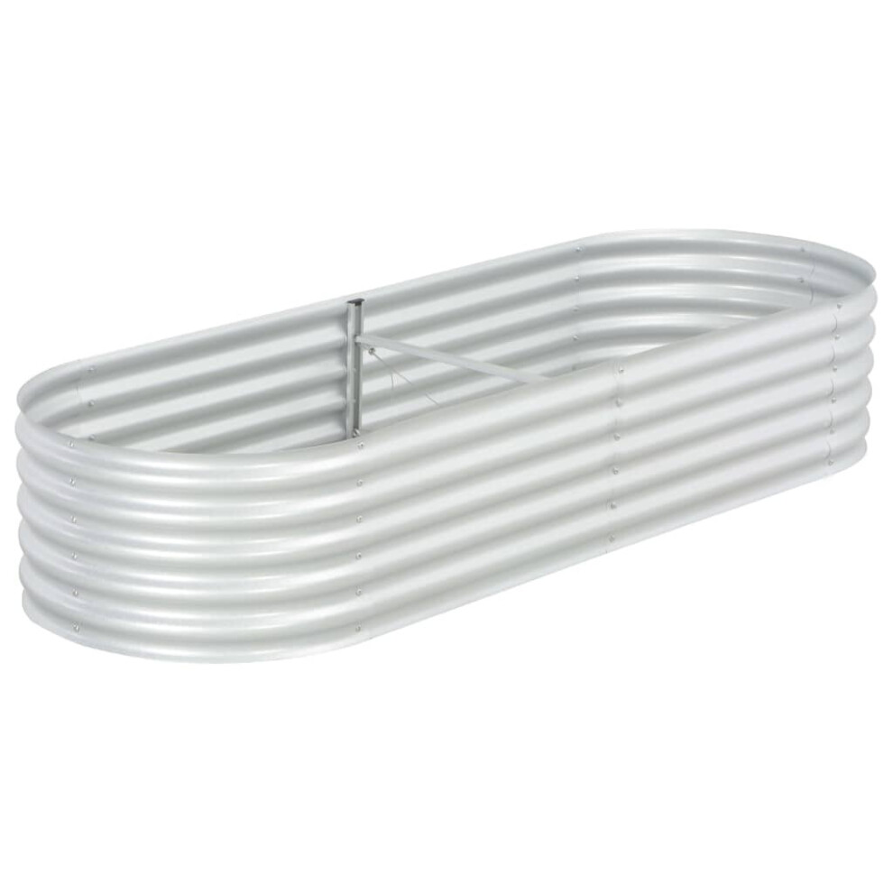 vidaXL Garden Raised Bed 240x80x44cm Galvanised Steel Silver Flower Raised Bed