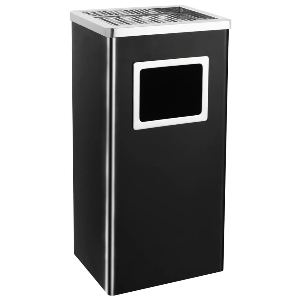 vidaXL Ashtray Dustbin Hotel 45L Black Steel Outdoor Dustbin Rubbish Waste Bin