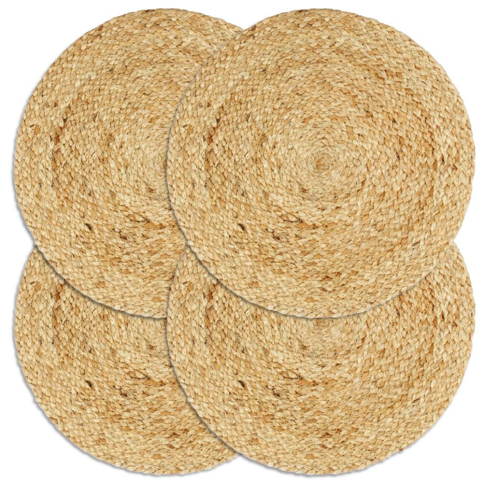 vidaXL 4x Placemats Soft Plain Natural Round Jute Table Placemat Table Runner