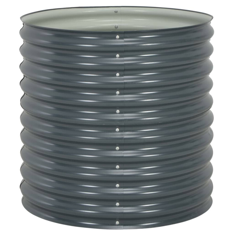 vidaXL Garden Raised Bed 80x80x81cm Galvanised Steel Grey Flower Pot Planter