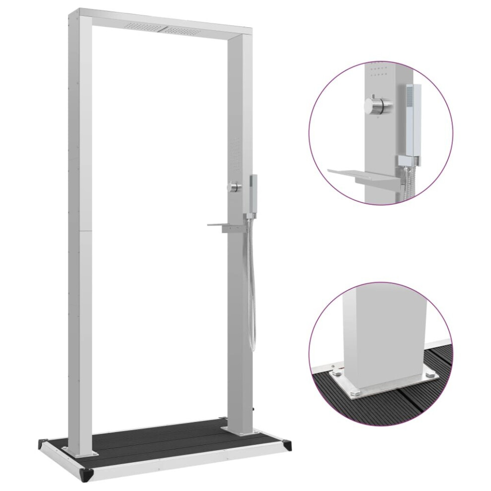 vidaXL Outdoor Shower with Tray WPC Stainless Steel Garden Shower Tower Panel