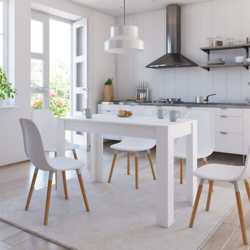 VidaXL vidaXL Dining Table White Engineered Wood Kitchen Dinner Dining Room Table