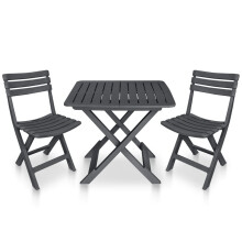 vidaXL 3 Piece Folding Bistro Set Plastic Anthracite Patio Dining Furniture