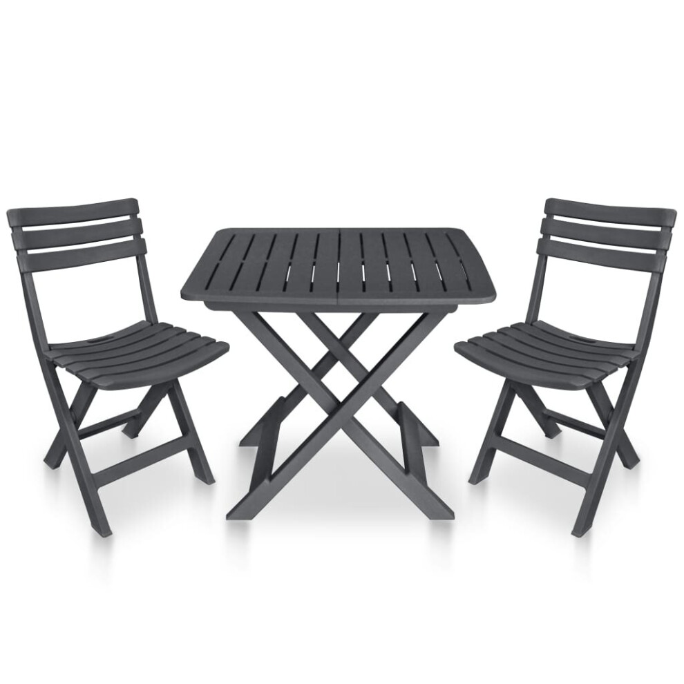 Vidaxl 3 Piece Folding Bistro Set Plastic Anthracite Patio Dining Furniture