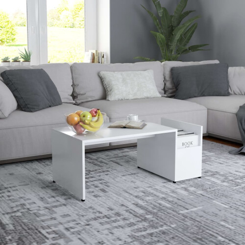 vidaXL Coffee Table White Engineered Wood Couch Sofa Side End Storage Tea Desk