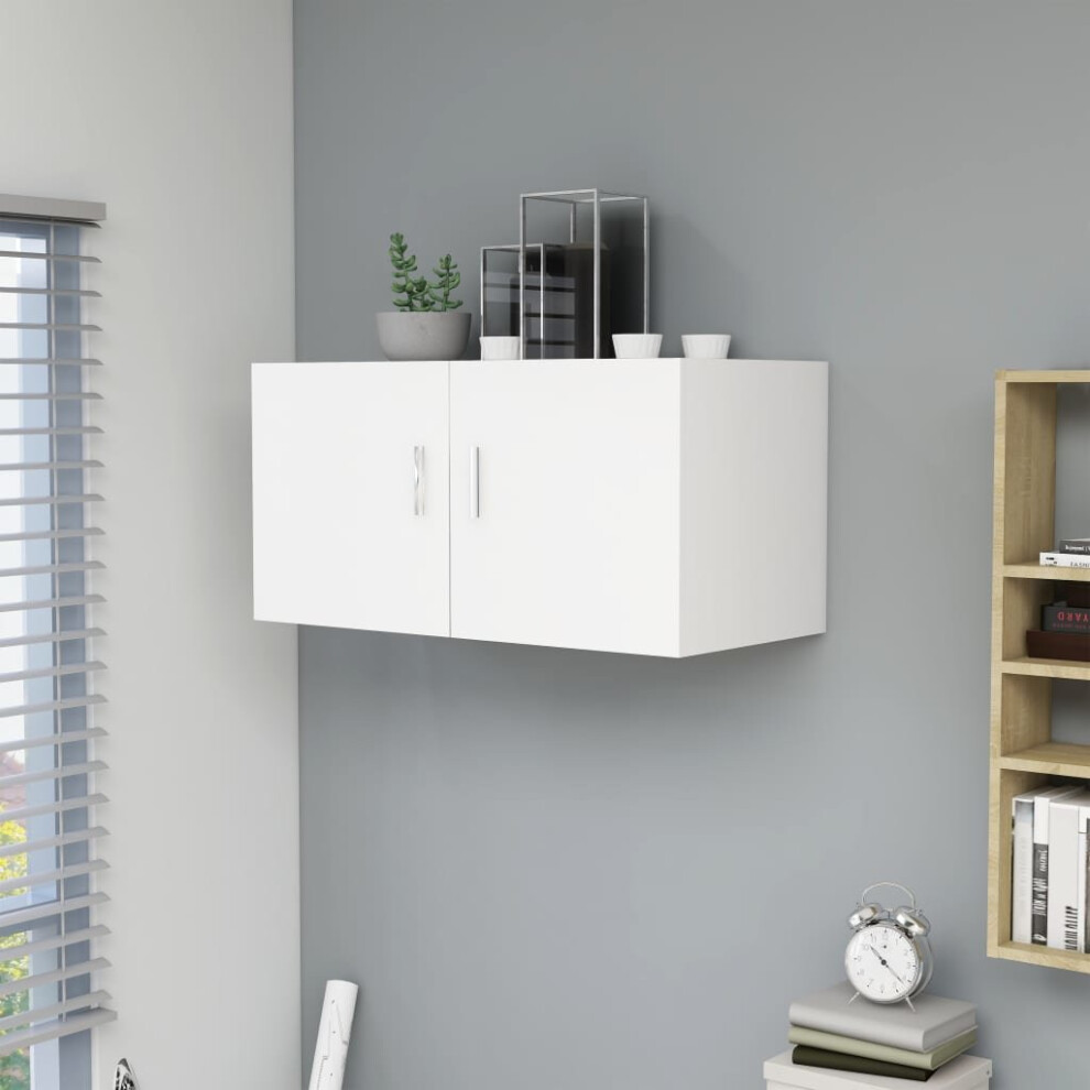 vidaXL Wall Mounted Cabinet White Engineered Wood Floating Cabinet Wall Shelf