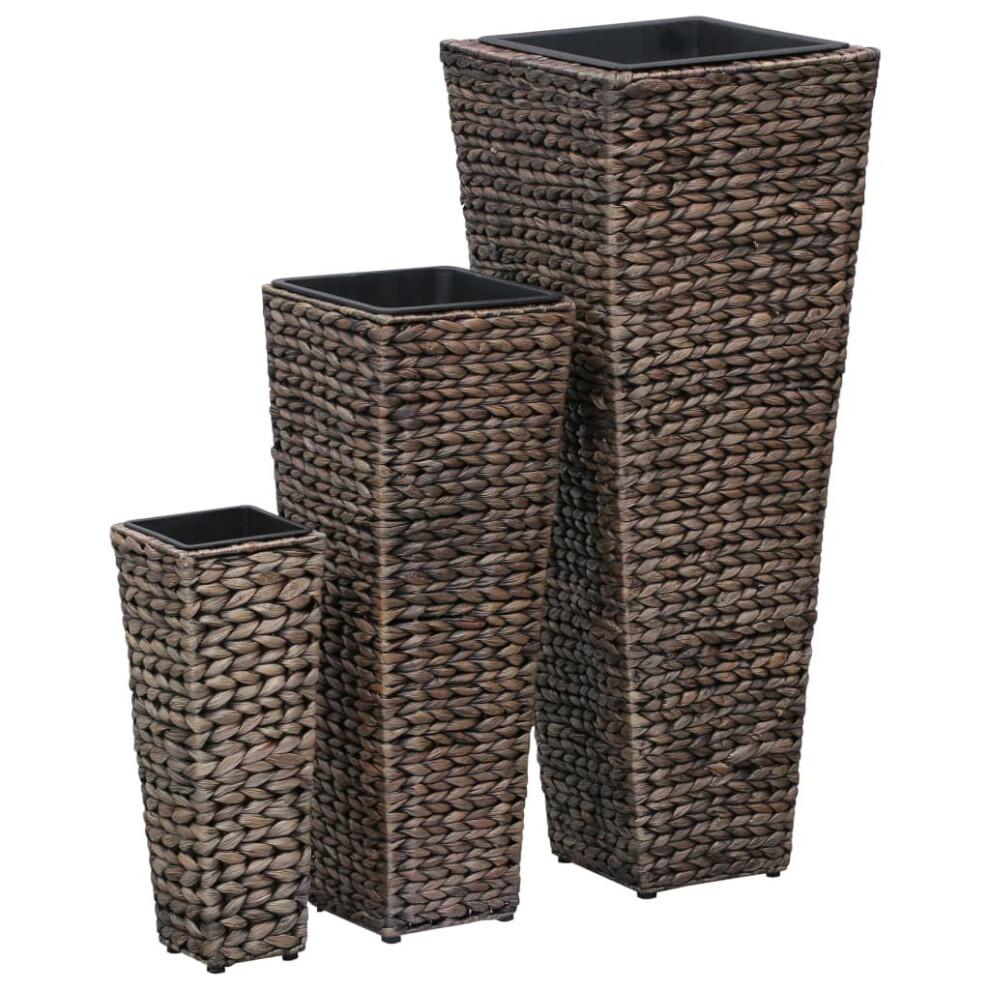 Vidaxl Raised Beds Planter Flower Box Pot Indoor 3 Pcs Water Hyacinth Dark Brown