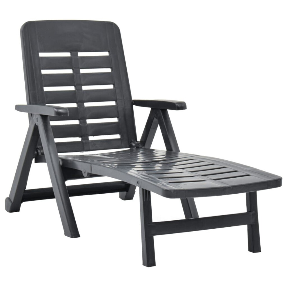 vidaXL Folding Sun Lounger Plastic Anthracite Garden Chair Outdoor Chairs