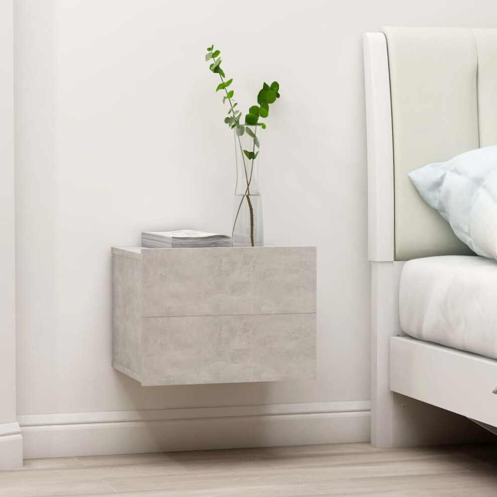 Vidaxl 2X Bedside Cabinets Concrete Grey Engineered Wood Nightstand End Table
