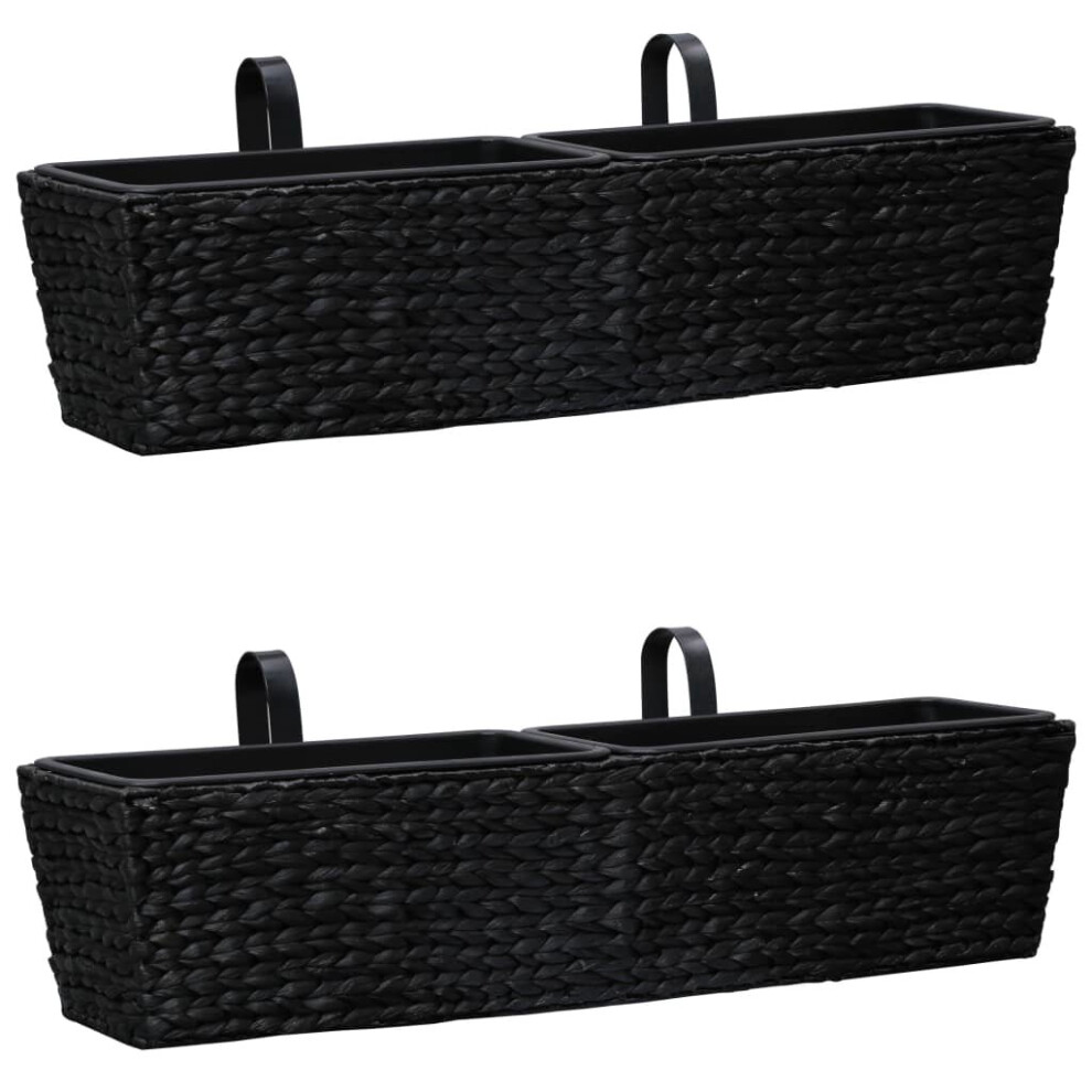 vidaXL Planters Raised Bed Plant Stand Flower Box 2 pcs Water Hyacinth Black
