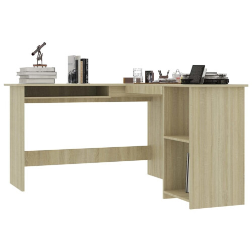vidaXL L-Shaped Corner Desk Engineered Wood Sonoma Oak Computer Workstation 1