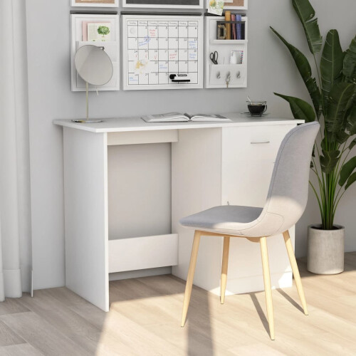vidaXL Desk White Engineered Wood Corner Console Computer Writing Office Table