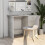 vidaXL Desk Concrete Grey Engineered Wood Corner Console Writing Office Table 1