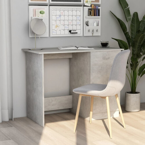 vidaXL Desk Concrete Grey Engineered Wood Corner Console Writing Office Table