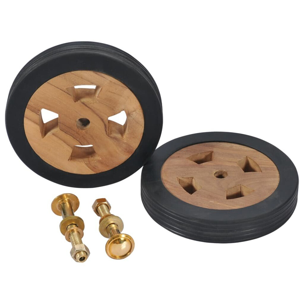 vidaXL 2x Solid Teak Wood Sunlounger Spare Wheels Outdoor Furniture Accessory