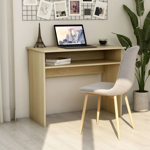 vidaXL Desk Sonoma Oak Engineered Wood Computer Corner Office Desk Workstation