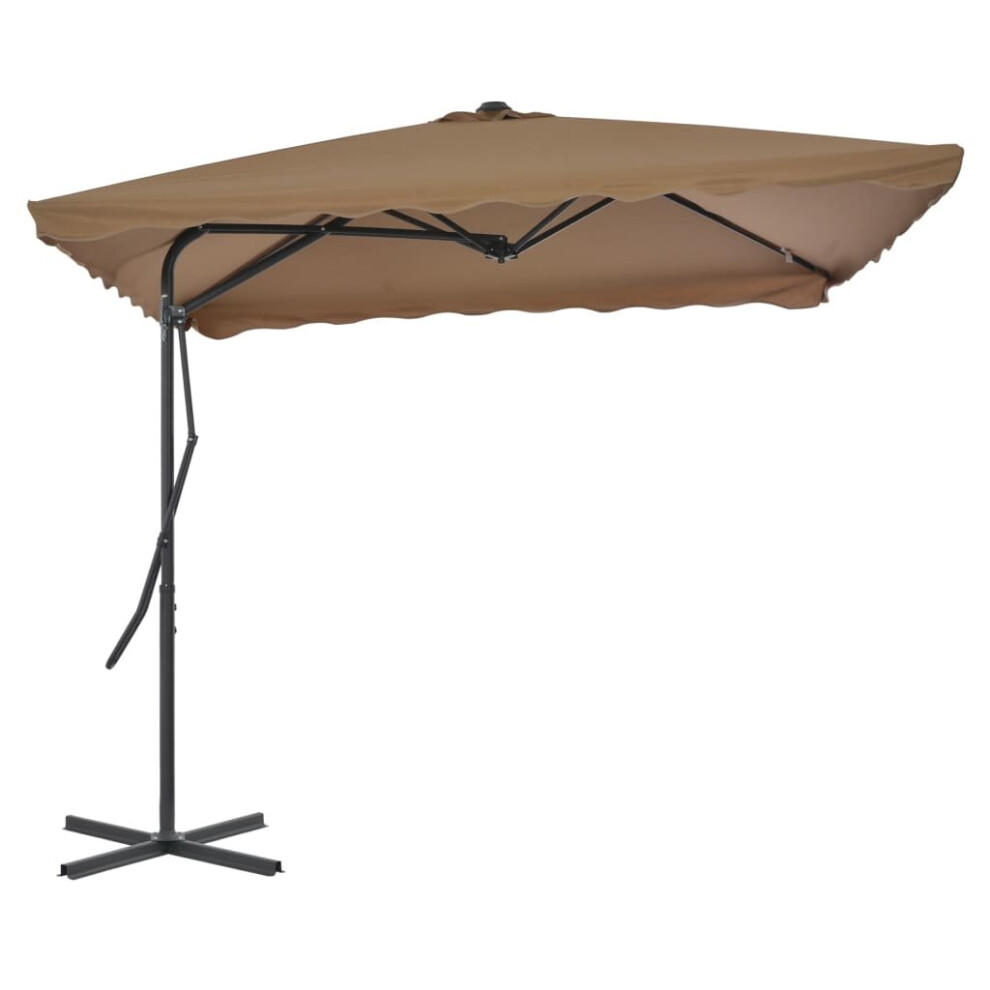 Vidaxl Garden Parasol With Steel Pole Sunshade Outdoor Umbrella Canopy Taupe